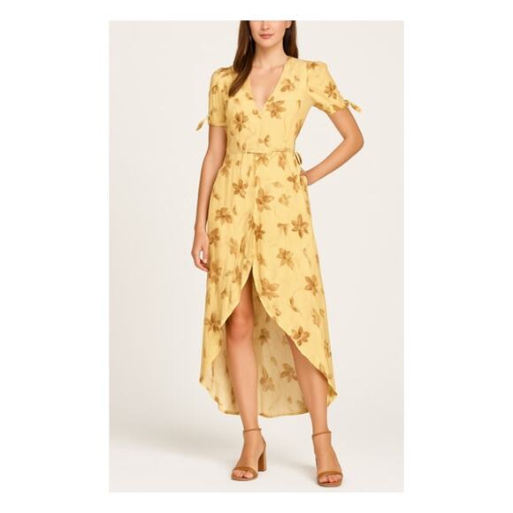 Reformation Floral Royce Wrap Maxi Dress Tuscany Yellow Size Small - Picture 1 of 5